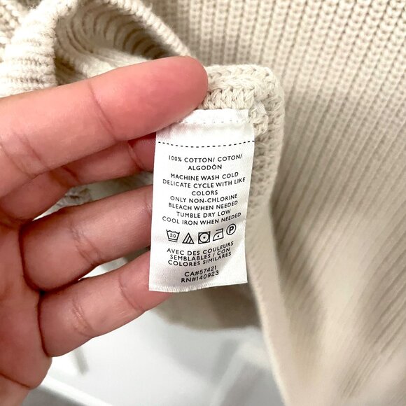 Lou & Grey Tan Zip Neck Thick Knit Quarter Zip Sweater Size M - Picture 4 of 6